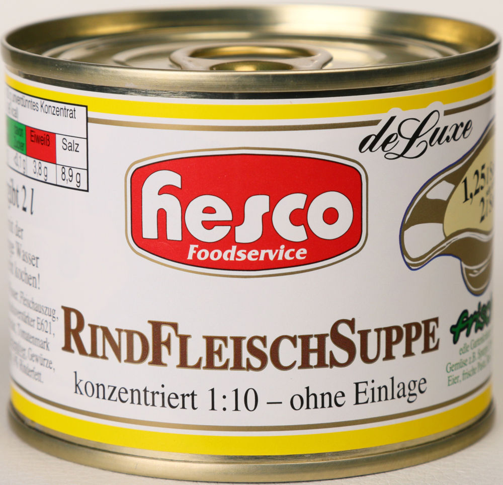 Rindfleisch Suppe 1:10 1/4 Dose konzentriert für max. 2Liter