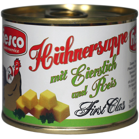 Hühnersuppe mit Eierstich + Reis